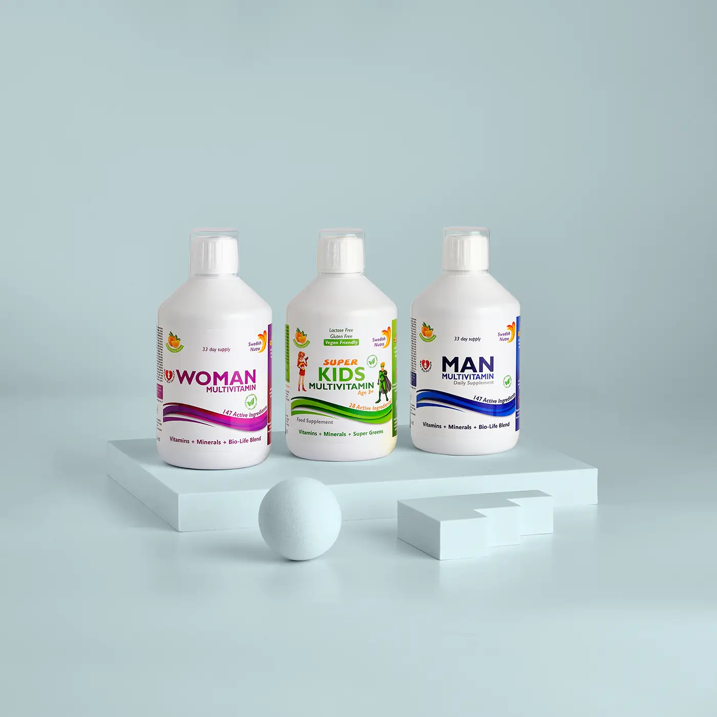 Pachet family cu multivitamine lichide pt femei, barbati si copii – 500ml