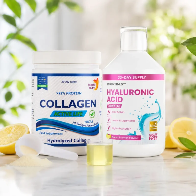 Pachet beauty - colagen pulbere active life + acid hialuronic lichid