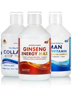 Superpachet energie şi vitalitate bărbaţi – colagen man + ginseng energy + man multivitamin