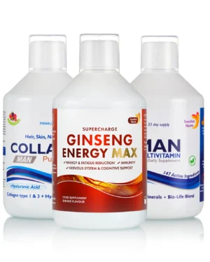 SuperPachet Energie şi Vitalitate Bărbaţi – Colagen Man + Ginseng Energy + Man Multivitamin
