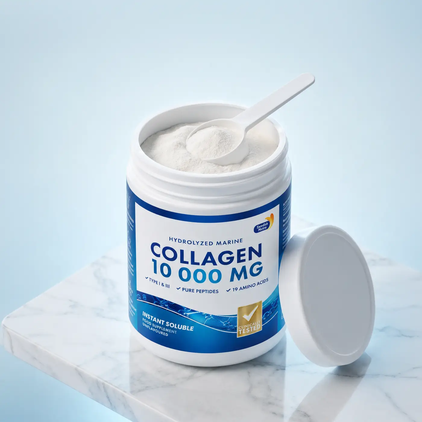 Colagen marin hidrolizat pulbere tip 1 si 3 cu 10. 000mg Colagen marin hidrolizat pulbere tip 1 si 3 cu 10. 000mg