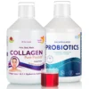 Pachet Beauty + Reducere Balonare si Reglare Tranzit- Colagen Lichid Hidrolizat Tip 1 si 3 cu 10.000 Mg + Probiotic Lichid