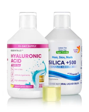 Pachet intinerire 100 vegan - acid hialuronic molecular si siliciu lichid ultraconcentrat