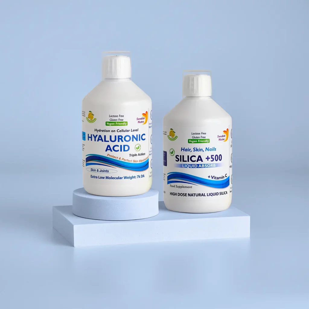 Pachet întinerire 100% vegan – acid hialuronic molecular + siliciu lichid