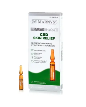 CBD SKIN RELIEF cu Canabidiol + Apă de Hamamelis + Vitamina C Stabilizată + Vitamina B3 – Anti- Inflamator, Anti-Acneic, Anti-Atopic – Cutie cu 7 Fiole pentru 14 Zile de Tratament