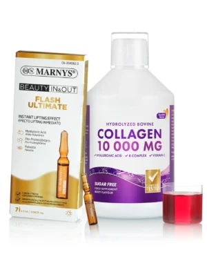 Pachet luminozitate si fermitate - Colagen lichid hidrolizat tip 1 si 3 cu 10.000 mg Flash Ultimate