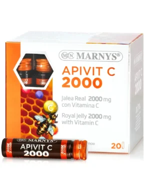 APIVIT C 2000 – Lăptișor de Matcă + Vitamina C – Energie, Imunitate, Reducerea Oboselii – 20 Fiole