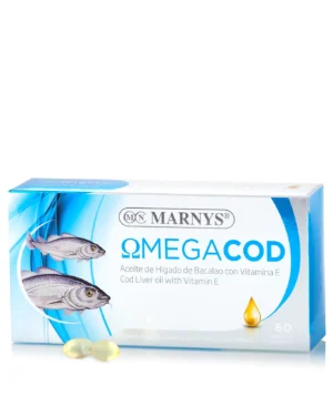 OMEGA COD cu Ulei de Cod + Omega 3 + Vitamina A + Vitamina D + Vitamina E 100% naturala pentru buna functionare a inimii si putere de concentrare - 60 gelule