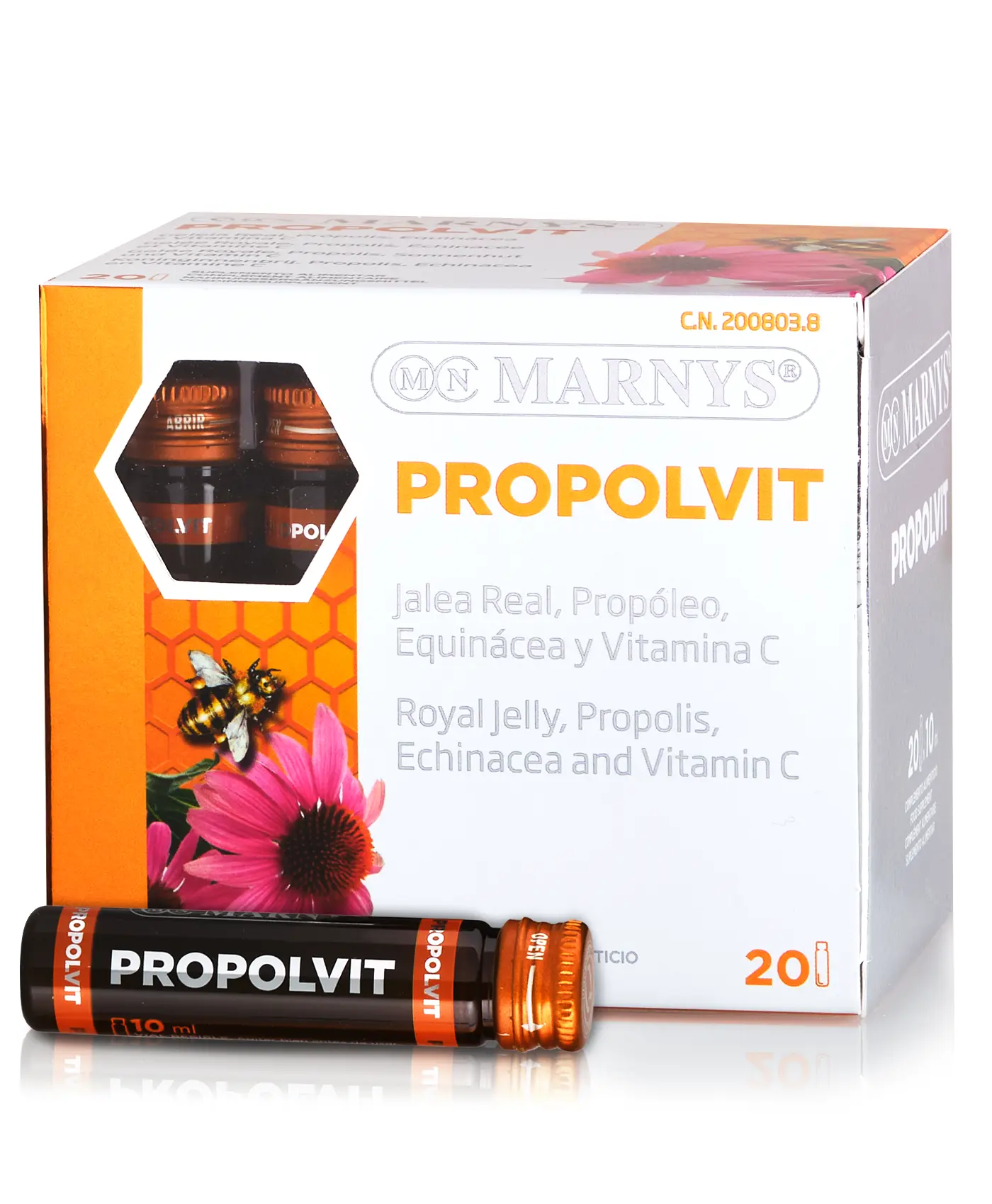 fiole pentru plosnite de pat Propolvit + Laptisor de matca, Propolis, Echinaceea si Vitamina C pentru imunitate si energie – Produs bio – 20 Fiole