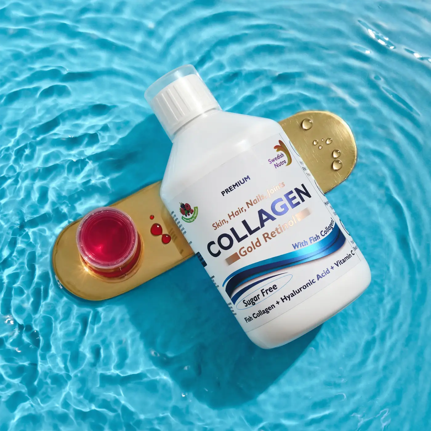 Colagen gold retinol fara zahar lichid hidrolizat tip 1 si 3 cu 10. 000 mg - 500 ml