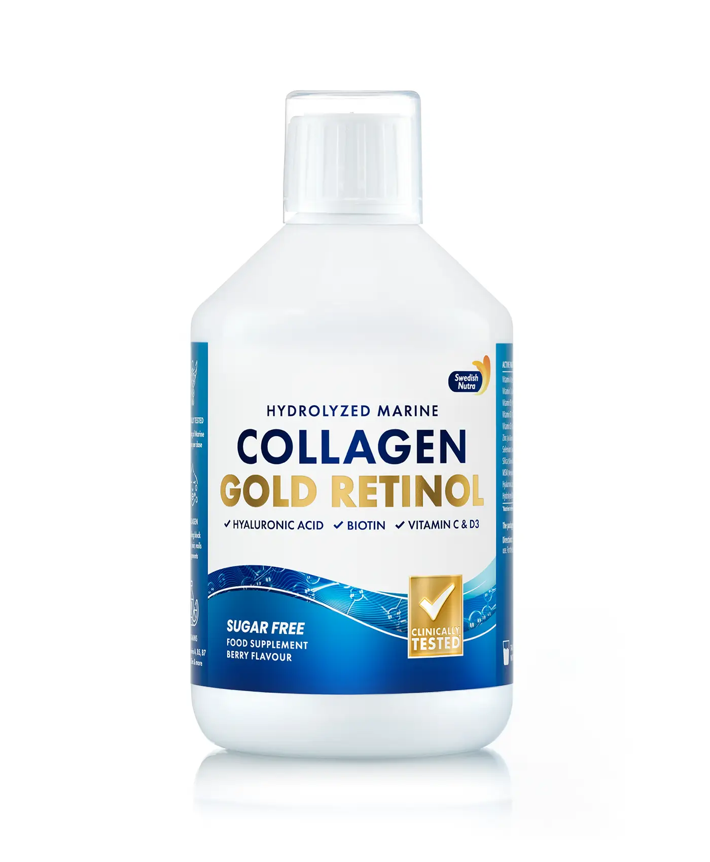 Colagen gold retinol fara zahar (din peste) -lichid, hidrolizat tip 1 si 3 cu 10. 000 mg