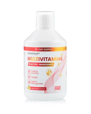 Multivitamine lichide ashwagandha + luteina + zeaxantina + spirulina organica + sfecla cu 29 ingrediente active – sticla cu 500 ml