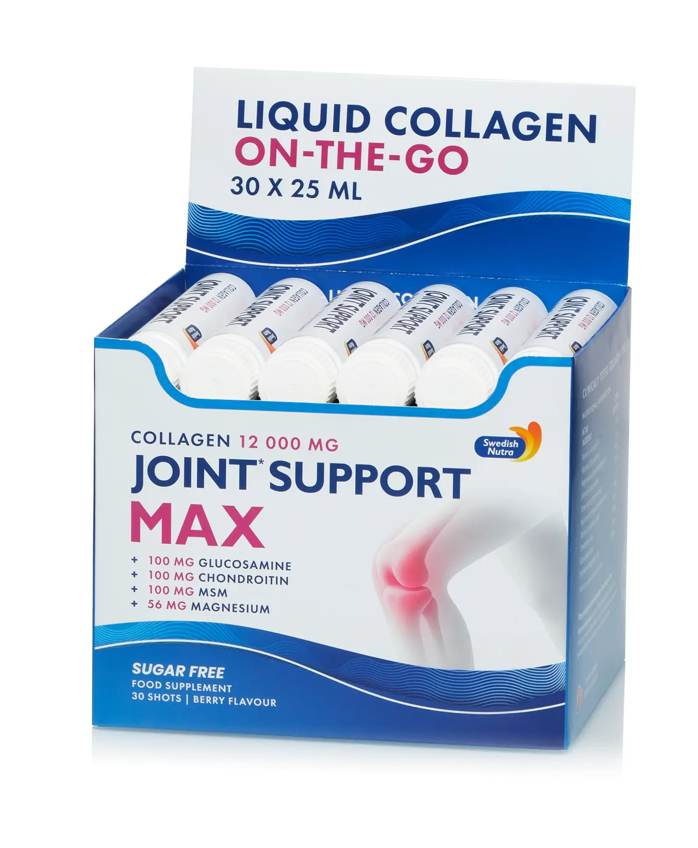 Joint support max – 30 shots – colagen lichid hidrolizat tip 1, 2 si 3 cu 12. 000 mg pentru dureri articulare si refacerea mobilitatii cutie