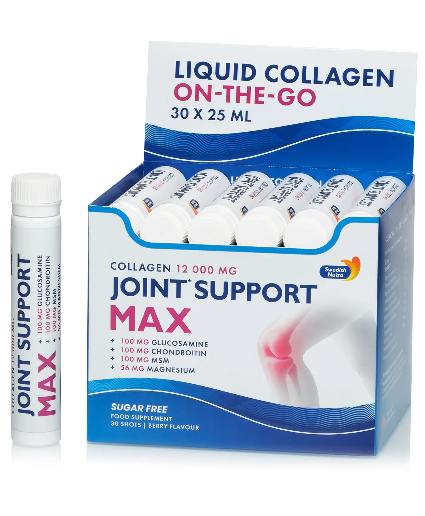 Joint support max – 30 shots – colagen lichid hidrolizat tip 1, 2 si 3 cu 12. 000 mg + acid hialuronic + glucozamina + condroitina + msm + turmeric + seleniu pentru dureri articulare si refacerea mobilitatii