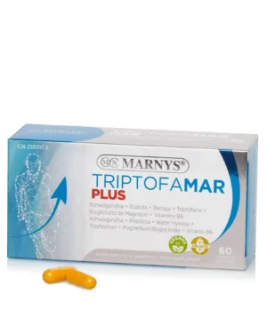 Triptofamar plus – vitamina b6 + ashwagandha + magneziu + rodiola + bacopa monnieri + triptofan pentru perioadele de stres emotional si intelectual, relaxare si stare de bine – produs vegan – 60 capsule