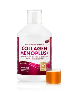 Colagen menoplus – colagen marin hidrolizat lichid cu 10. 000 mg + vitamine pentru echilibru hormonal, frumusete si confort la femeile aflate la menopauza - 500 ml