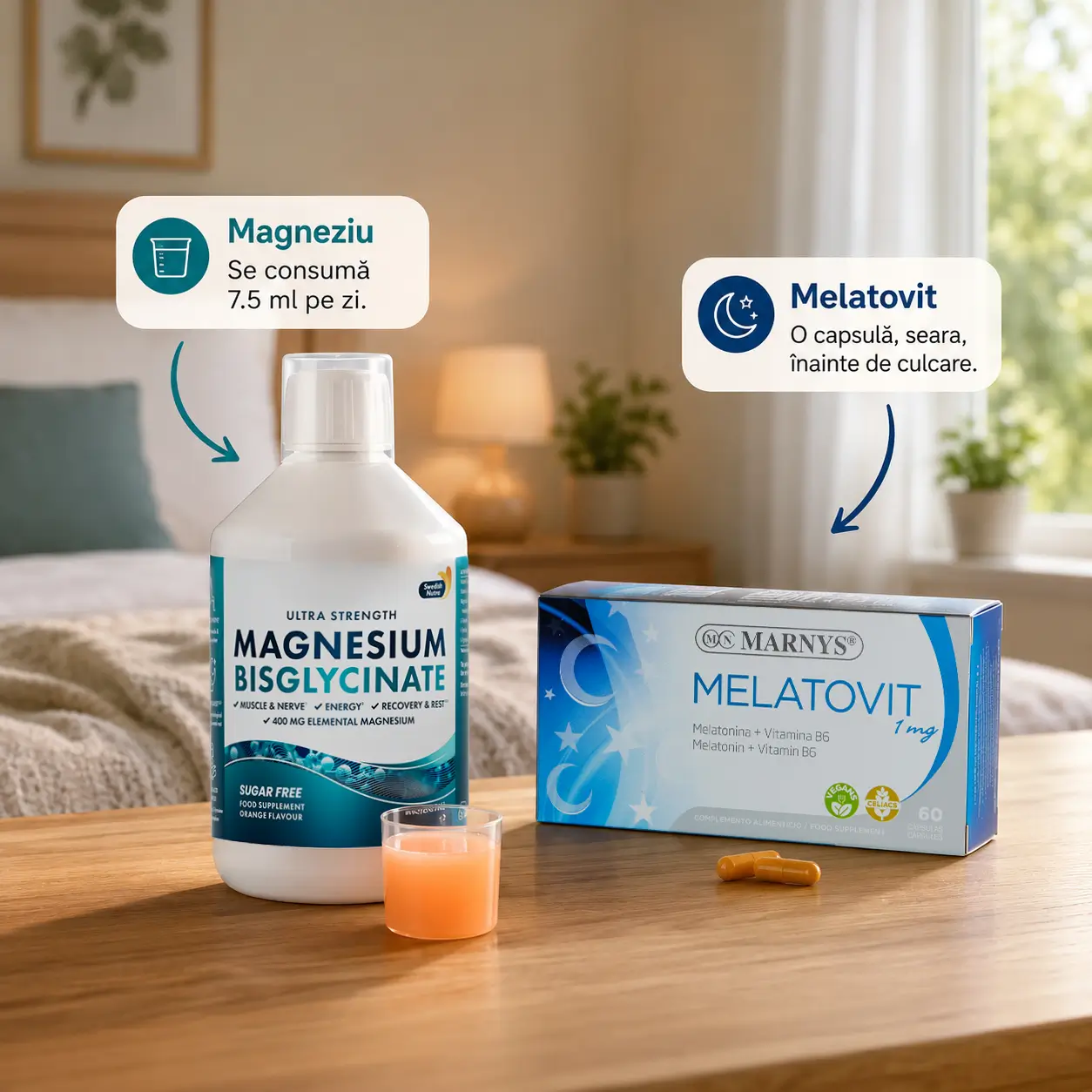Pachet somn profund magneziu bisglicinat + melatovit administrare Pachet somn profund magneziu bisglicinat + melatovit administrare