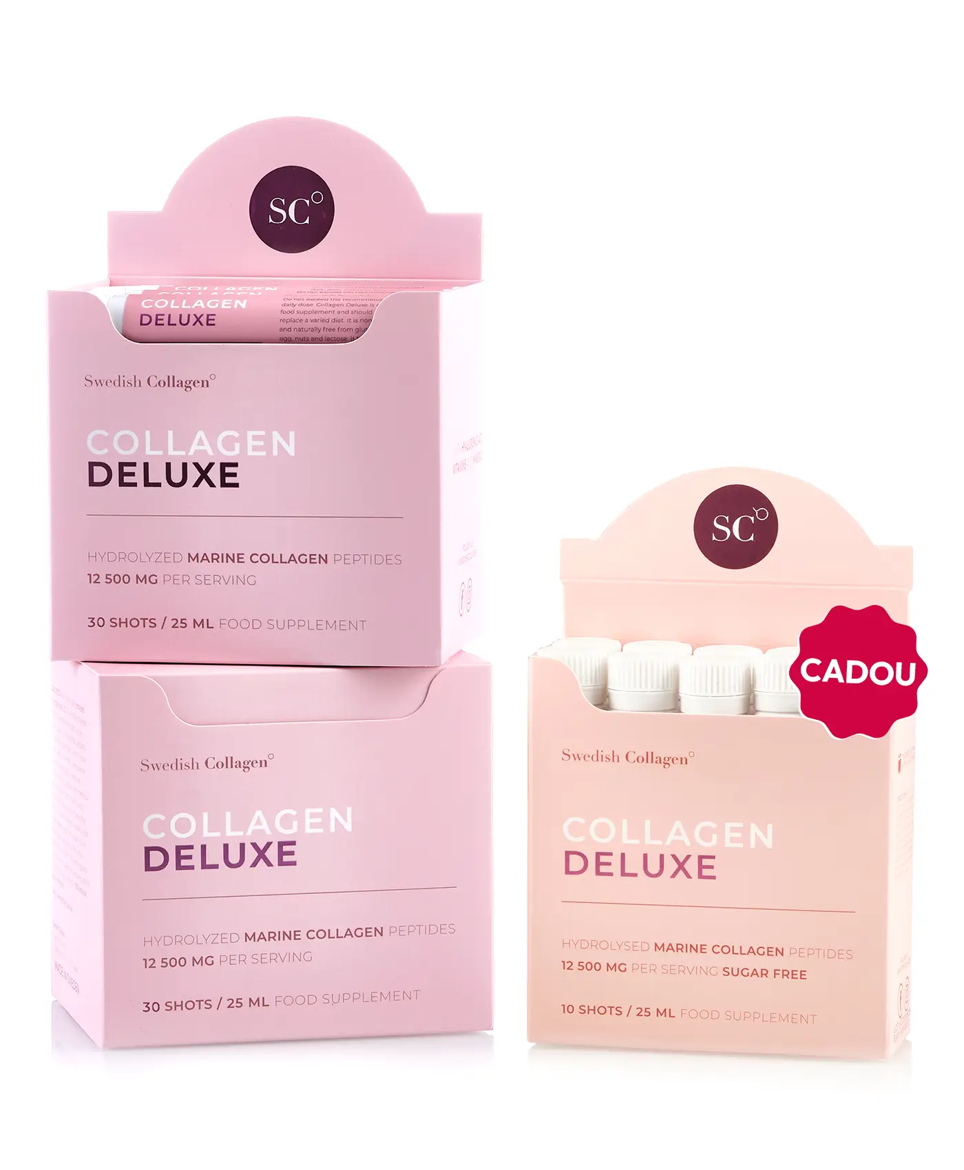Flash deluxe premium - 2 cutii × collagen deluxe 30 shots + cadou travel pack 10 shots