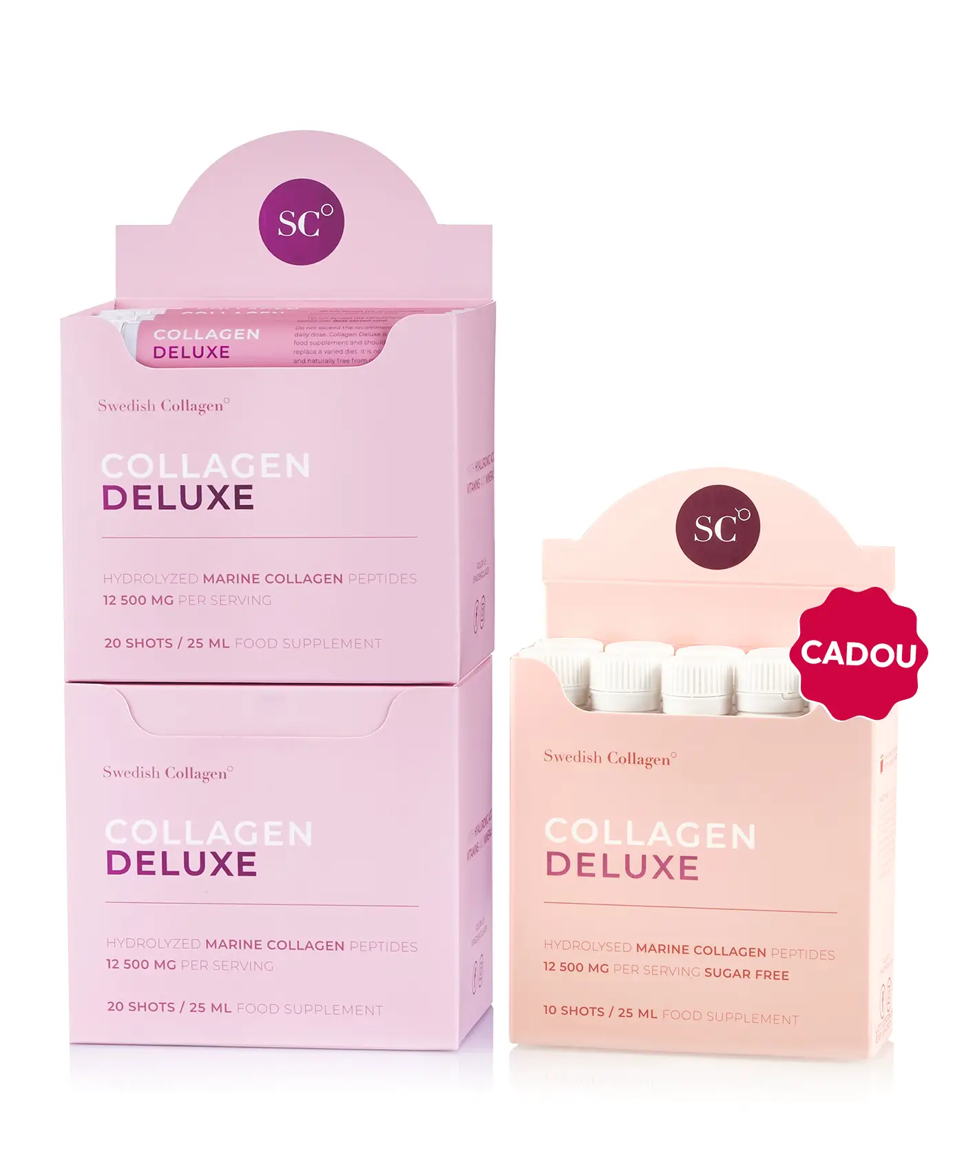 Flash deluxe shots - 2 cutii × collagen deluxe 20 shots + cadou travel pack 10 shots
