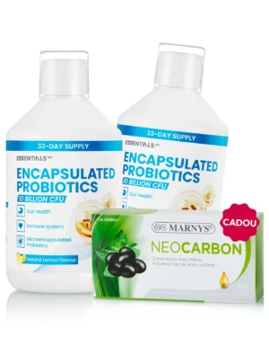 Flash Floră Intestinală - 2 sticle × Probiotic Lichid + Cadou Neocarbon (cărbune activ + anason + mentă)