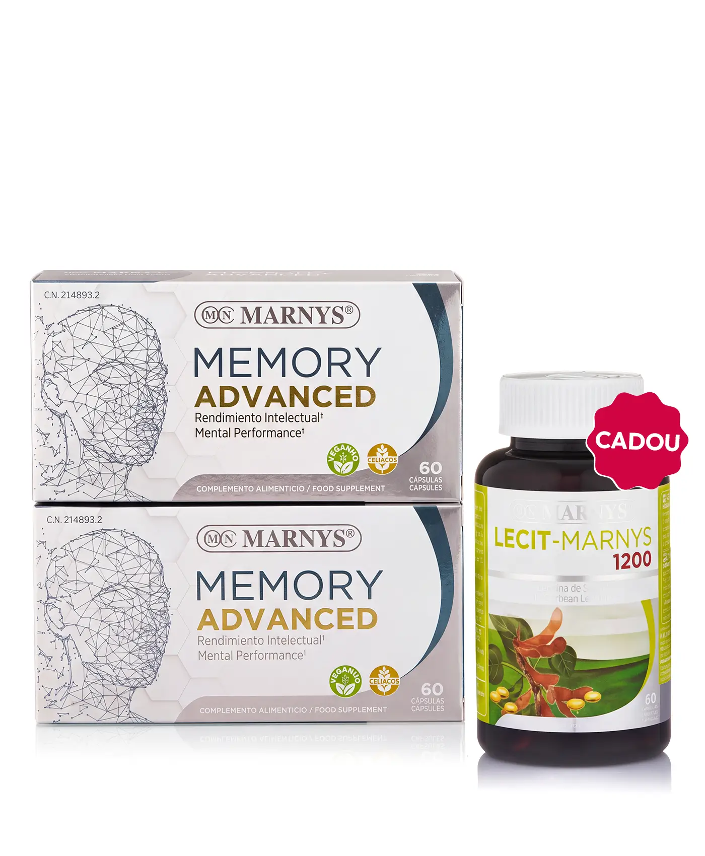 Flash memorie avansată - 2 cutii × memory advanced (rodiola + bacopa + citicolina) + cadou lecitină 1200mg