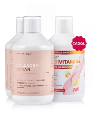 Flash Vegan - 2 sticle × Colagen Vegan 500ml + Cadou Multivitamine Essentials 500ml