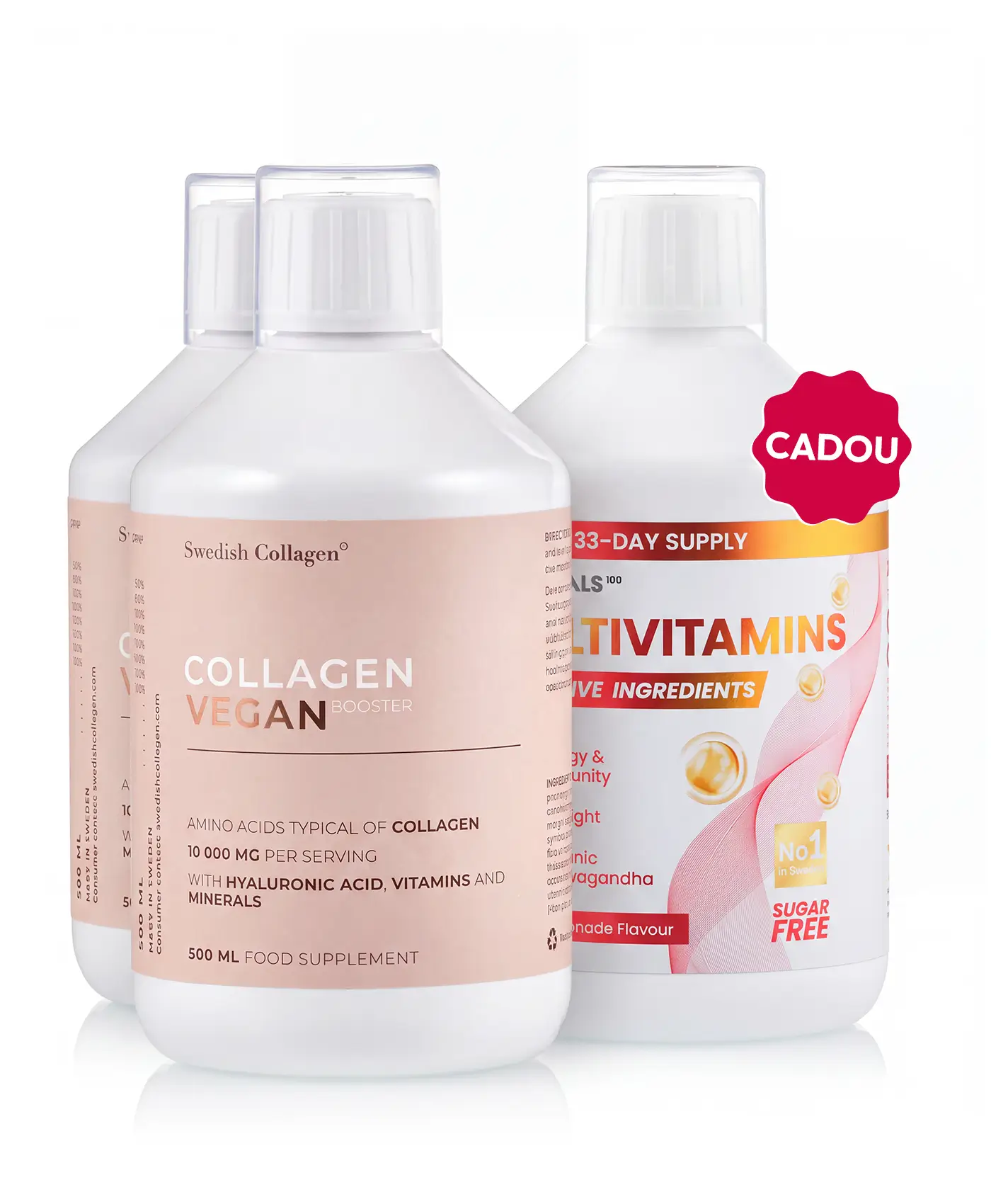 Flash vegan - 2 sticle × colagen vegan 500ml + cadou multivitamine essentials 500ml