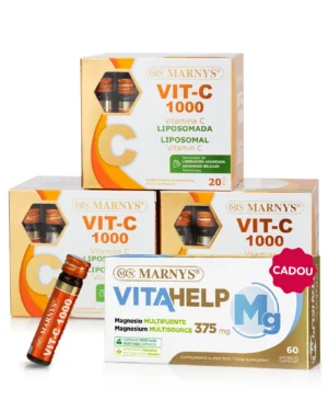 Pachet Anti-Oboseală - 3 cutii × Vitamina C Lipozomală 1000 mg + Cadou Magneziu VitaHelp 375 mg