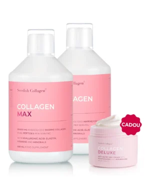Pachet Collagen Max – 2 sticle × Collagen Max 15.000 mg + Cadou Crema de Zi cu Retinol Deluxe