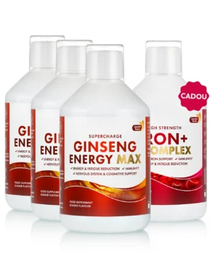 Pachet Energie & Vitalitate – 3 sticle × Ginseng Energy 2000 mg + Cadou Fier Lichid