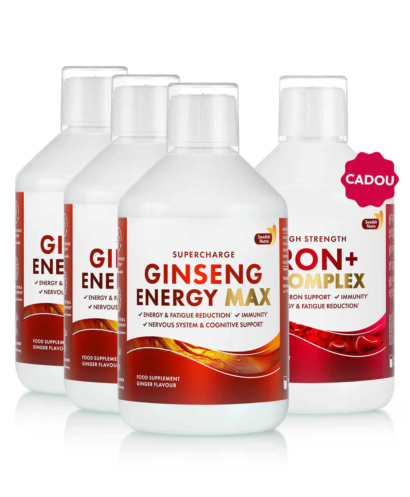 Pachet energie & vitalitate – 3 sticle × ginseng energy 2000 mg + cadou fier lichid