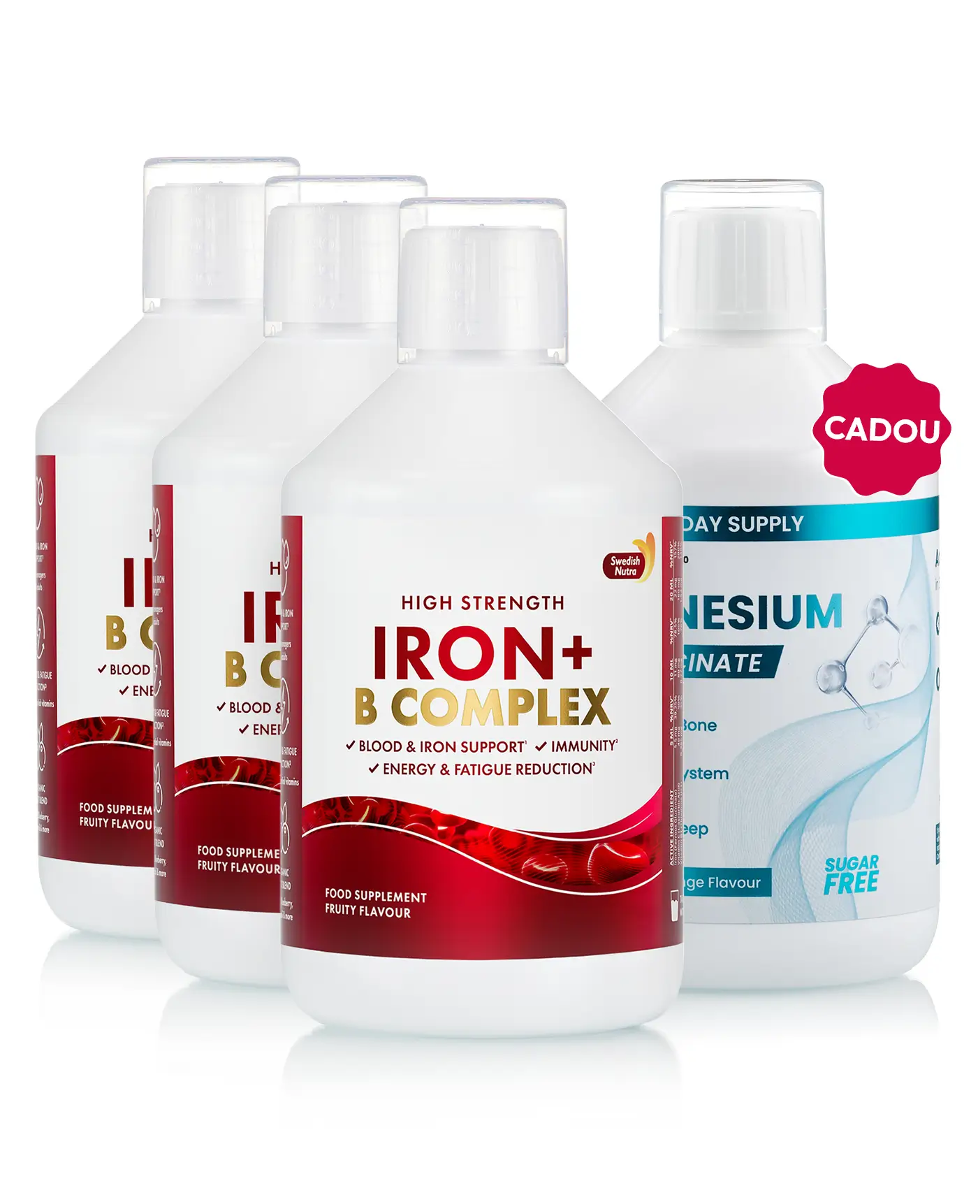 Pachet fier & magneziu - 3 sticle × fier lichid + cadou magneziu essentials 500 ml