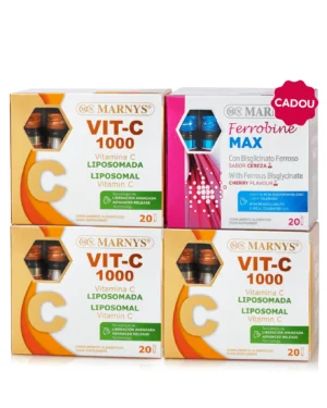 Pachet Fier & Vitamina C - 3 cutii × Vitamina C Lipozomală 1000 mg + Cadou Ferrobine Max