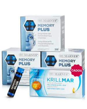 Pachet Memorie & Concentrare - 3 cutii × Memory Plus Fiole (Ginkgo + Fosfatidilserină) + Cadou Krillmar Omega 3