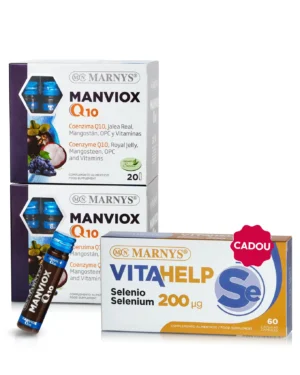 Pachet Vitalitate de Iarnă - 2 cutii × Manviox Q10 (Coenzima Q10 + Lăptișor + 10 Vitamine) + Cadou Seleniu 200 mcg